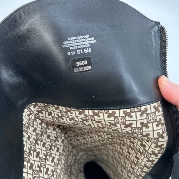 Tory Burch Womens Suede Leather Tall Riding Boot Round Toe Zipper Black Size 6 - Picture 16 of 16